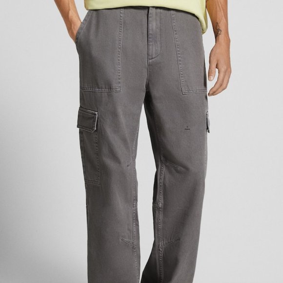 Bershka Men's Cotton cargo pants in Dark Grey, Waist 31 NWT - Picture 3 of 5